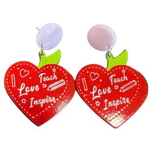 3/$20 Red Heart Teacher Earrings